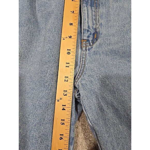 St. John's Bay Vtg Denim Shorts Cotton High Rise Elastic Waist Long Pleated Sz L - Picture 3 of 13